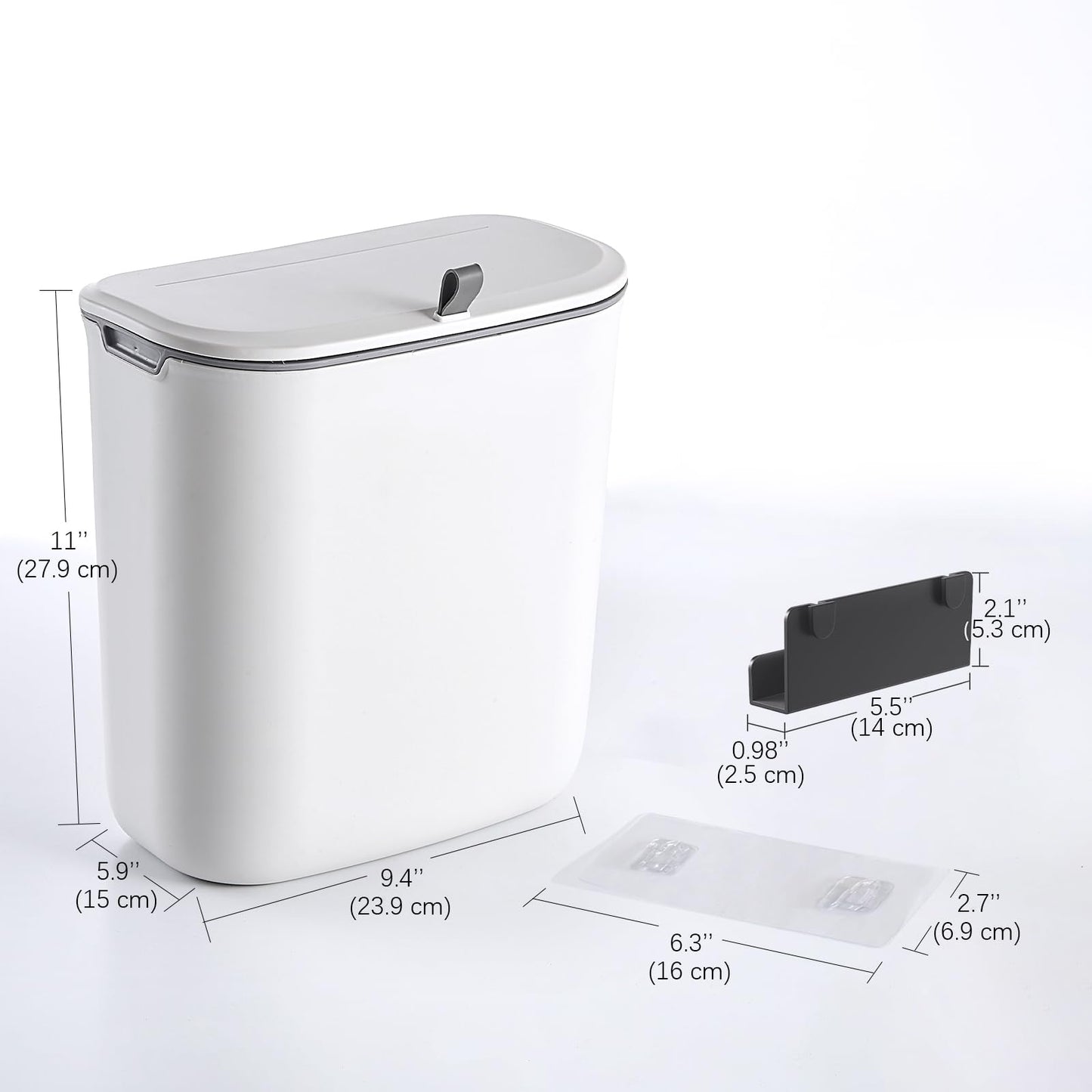 ELPHECO Compost Bin, 2.5 Gallon Hanging Trash Can with Lid, Kitchen Cabinet Door Under Sink Plastic Garbage Can Wall Mounted Slide Open, White 🍁 All In One Marketplace Canada