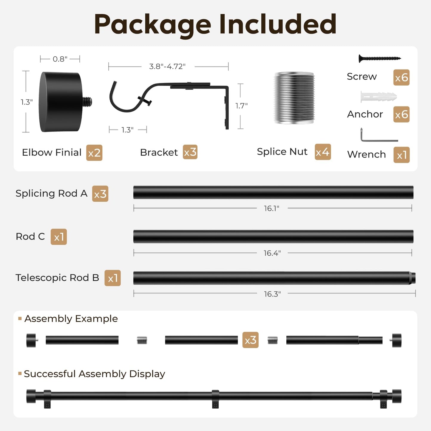 Zeerobee Curtain Rods for Windows 48 to 84, 1 Inch Black Heavy Duty Drapery Rods with Adjustable Length, Outdoor Modern Curtain Pole with Simple End Caps, 32"-86", Black 🍁 All In One Marketplace Canada
