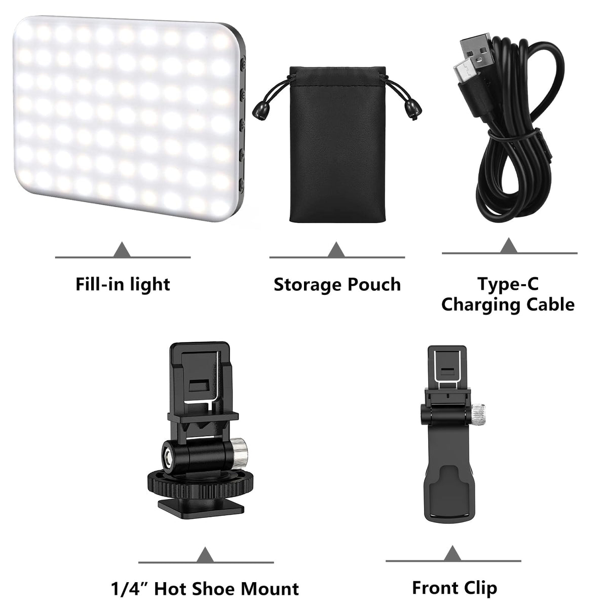 Anautin Selfie Light, 60 LED 2200mAh Rechargeable Clip Fill Video Light (Black) 🍁 All In One Marketplace Canada
