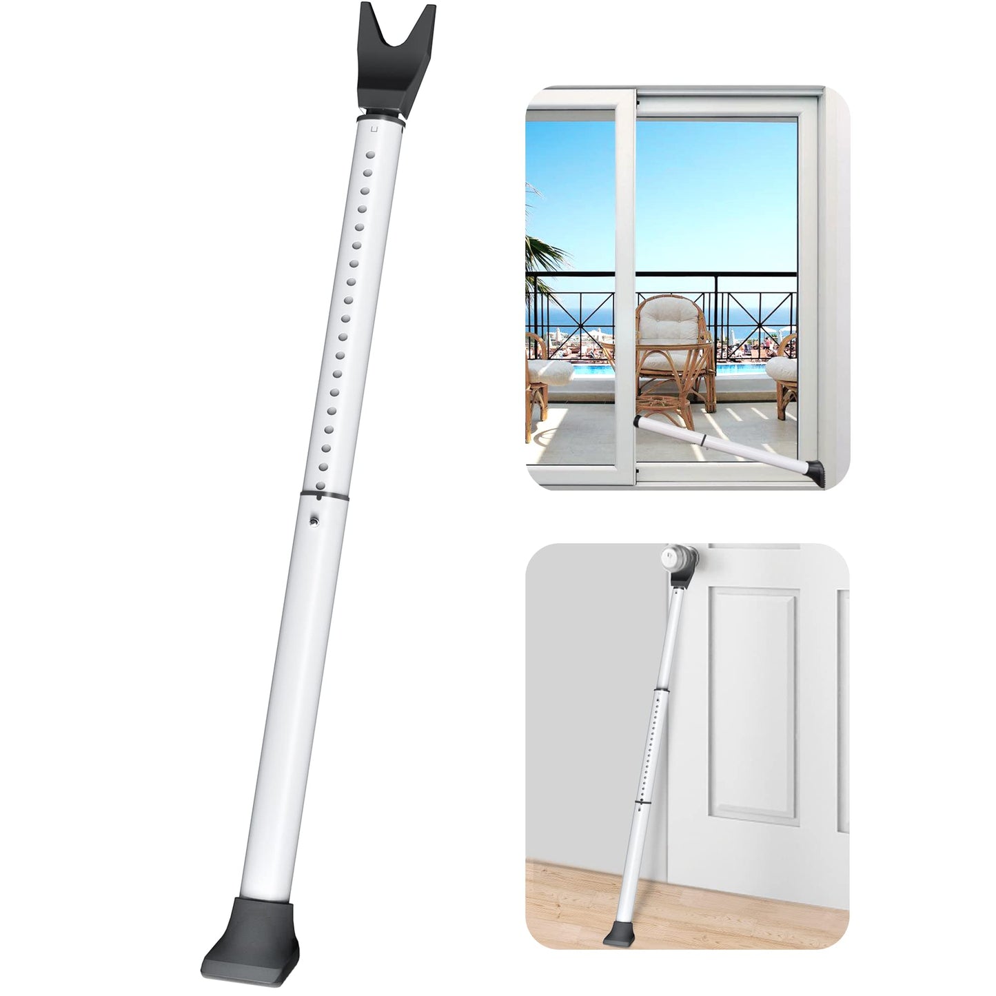 AceMining Upgraded Door Security Bar & Sliding Patio Door Security Bar, Heavy Duty Security Door Stoppers Adjustable Door Jammer for Home, Apartment, Travel (1 Pack,White) 🍁 All In One Marketplace Canada