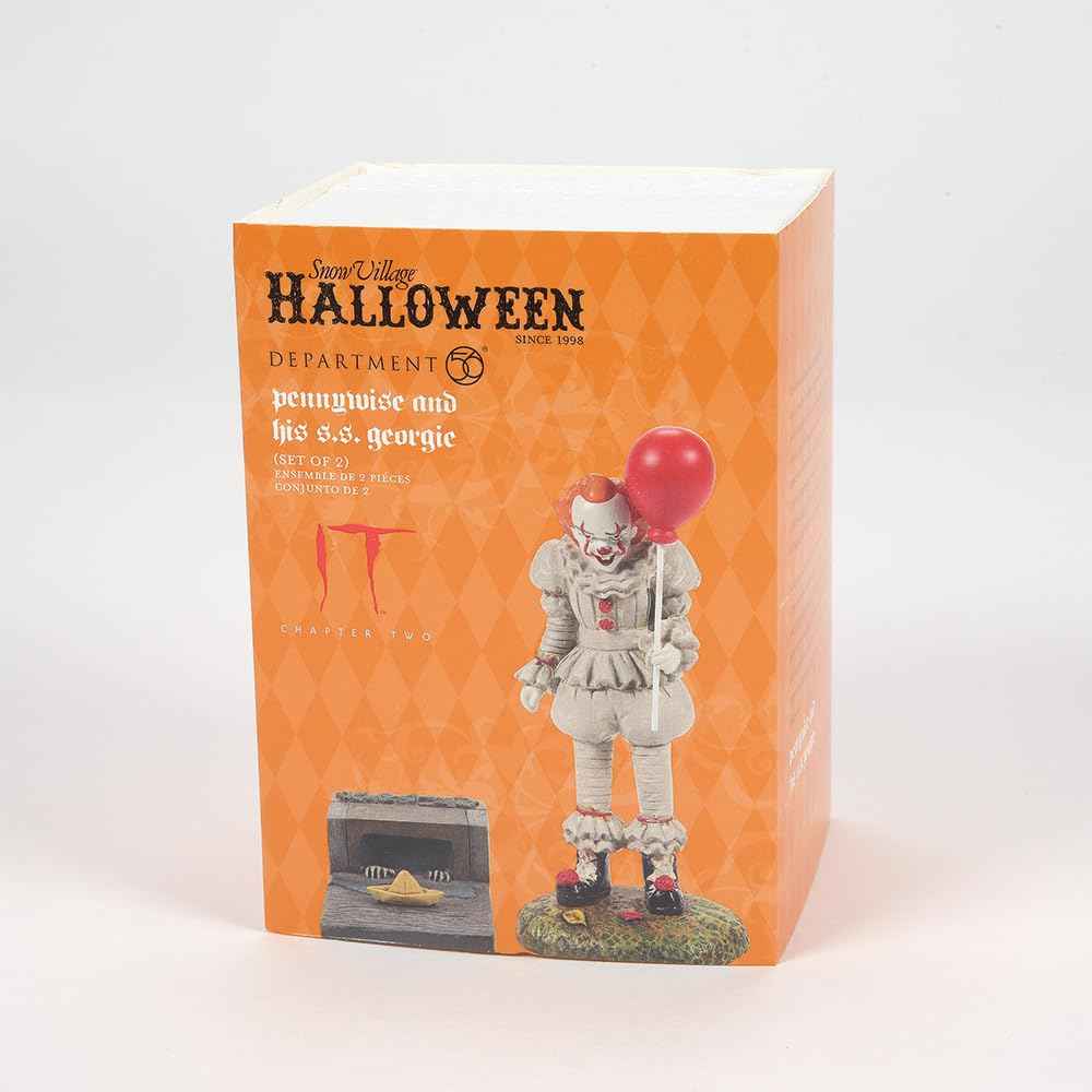 Department 56 Snow Village Accessories Halloween IT Chapter Two Pennywise and The S.S. Georgie Figurine Set, Standard, Multicolor