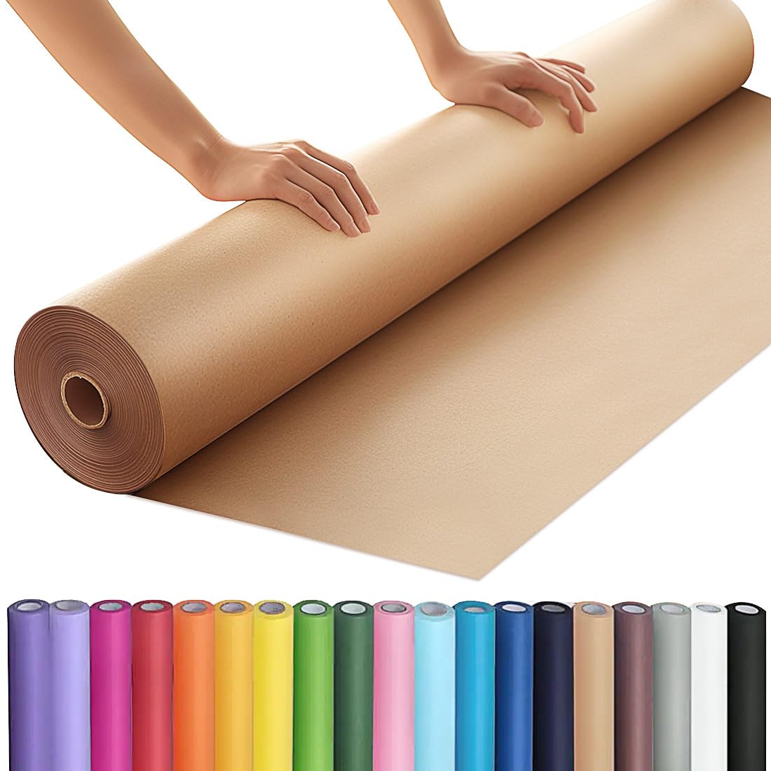 PerkHomy 36" x 2,400" (200') Brown Kraft Paper Roll for Craft Bulletin Board Paper Art Table Covering Crafting Gift Wrapping Bouquet Packing Parcel 70GSM 50LB (Brown, 36" x 200') 🍁 All In One Marketplace Canada