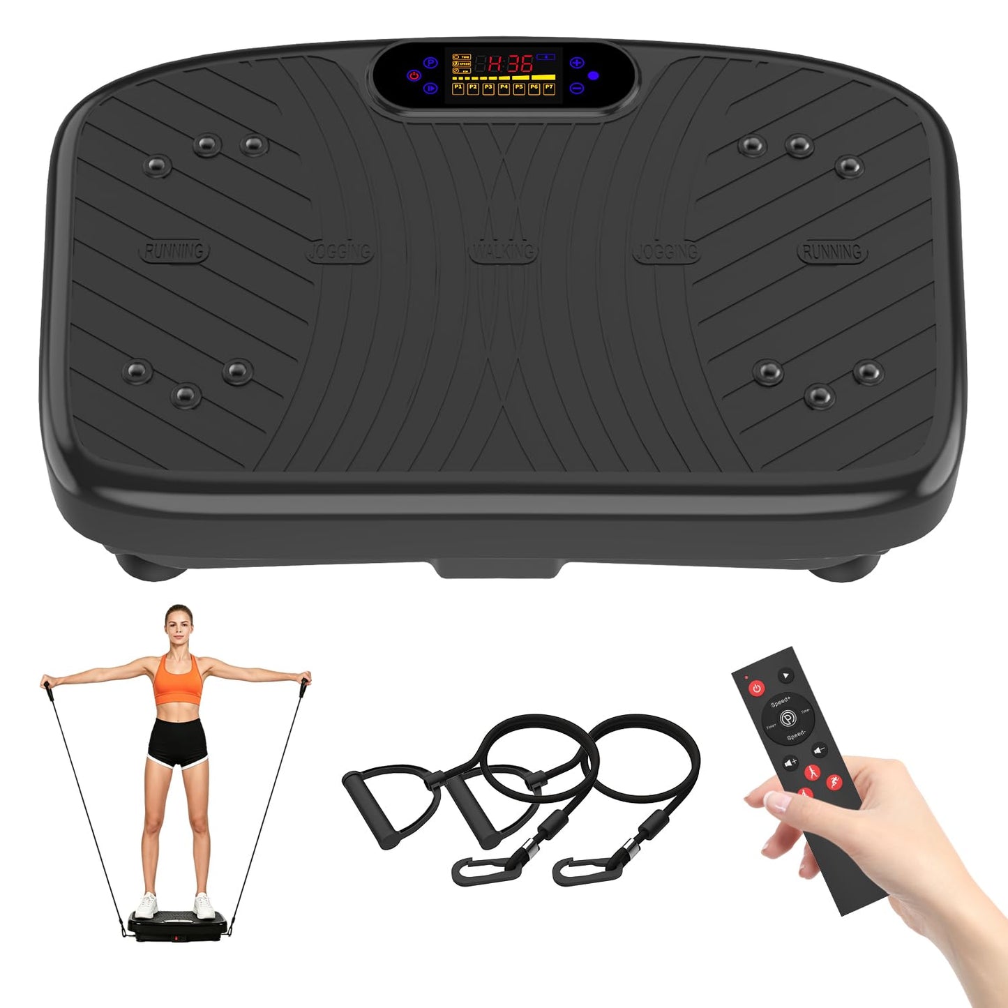 GDCOO Vibration Plate Exercise Machine, Vibrating Plate for Lymphatic Drainage, Vibrating Platform with 200 Adjustable Speeds, Fitness & Weight Loss Vibration Plate, 450 Lbs Max Capacity (Matte Black) 🍁 All In One Marketplace Canada