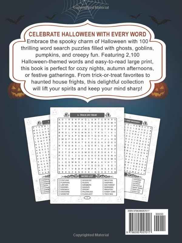 Halloween Word Search: 100 Large Print Puzzles with 2100 Spooky & Fun Words to Celebrate the Magic of Halloween