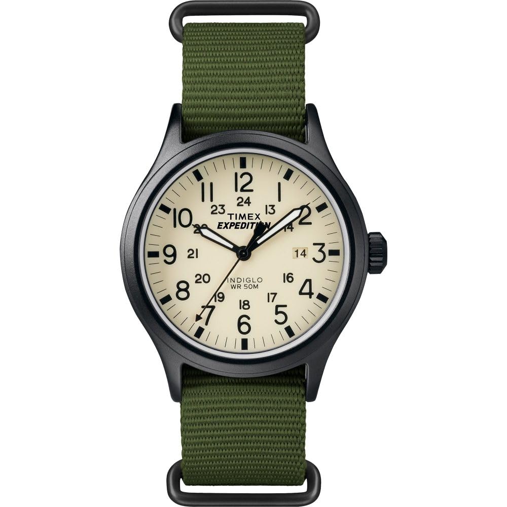 Timex Mens TW4B15500 Expedition Scout 40mm Green/Black/Cream Nylon Slip-Thru Strap Watch 🍁 All In One Marketplace Canada