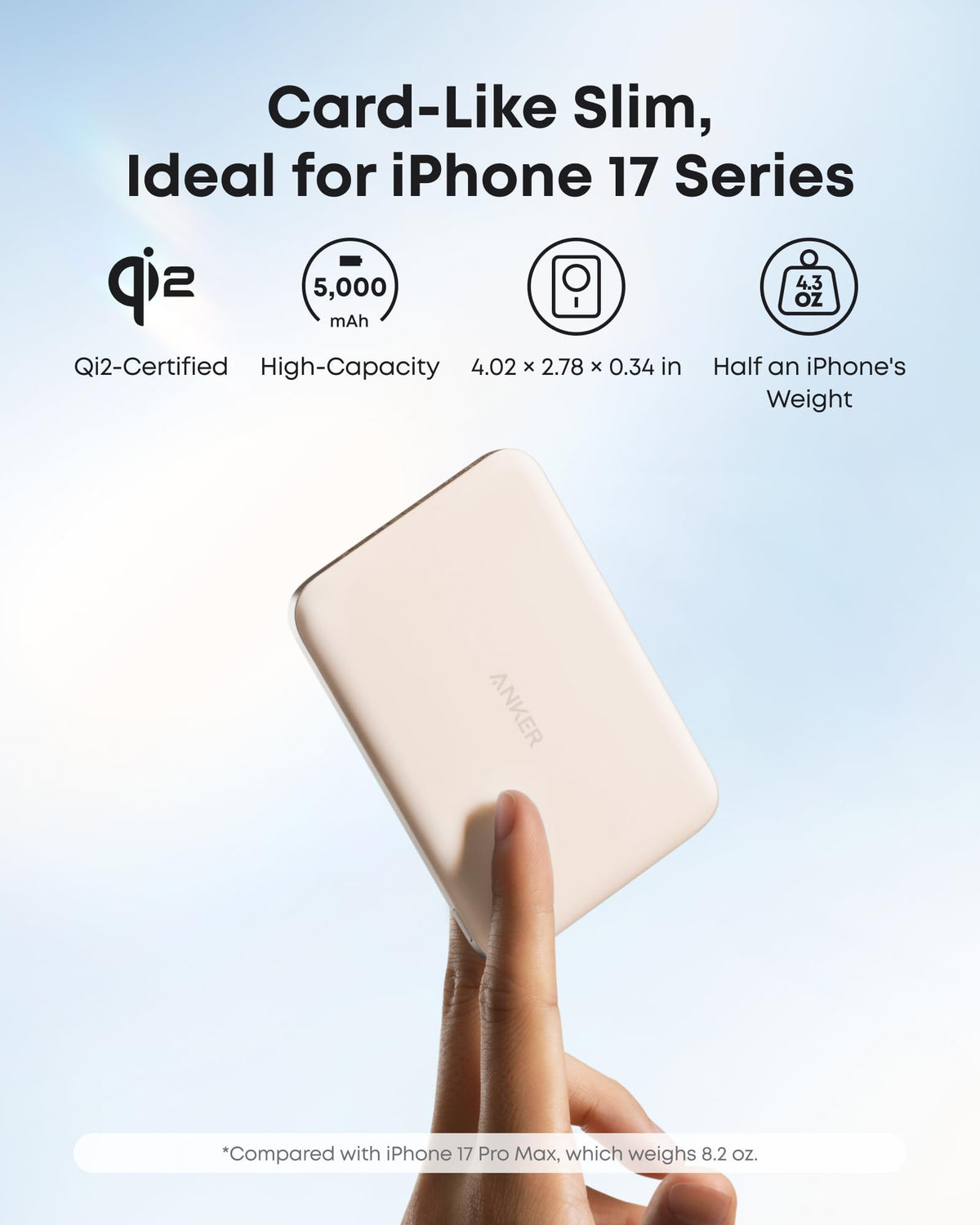 Anker Nano Power Bank, Ultra-Slim 5,000mAh Magnetic Battery Pack, Qi2 Certified 15W Max Ultra-Fast MagSafe-Compatible Portable Charger, Ergonomic Design, for iPhone Air/17/16/15 Series (Not for Pixel) 🍁 All In One Marketplace Canada