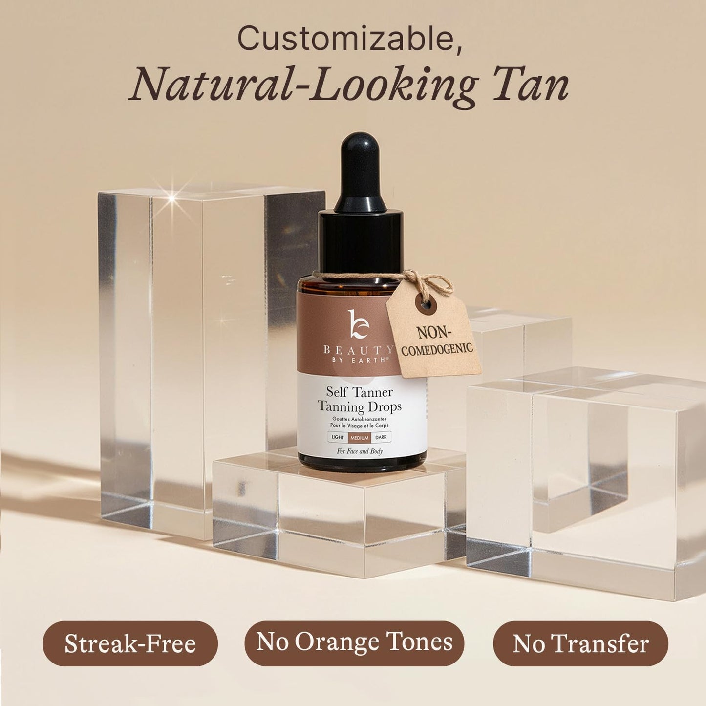 Self Tanning Drops - Natural & Organic Ingredients, Medium Face Tanning Drops to Add to Lotion, Moisturizing Bronzing Tanner for Face & Body, Toxin Free Tanner for Fake Tan 🍁 All In One Marketplace Canada