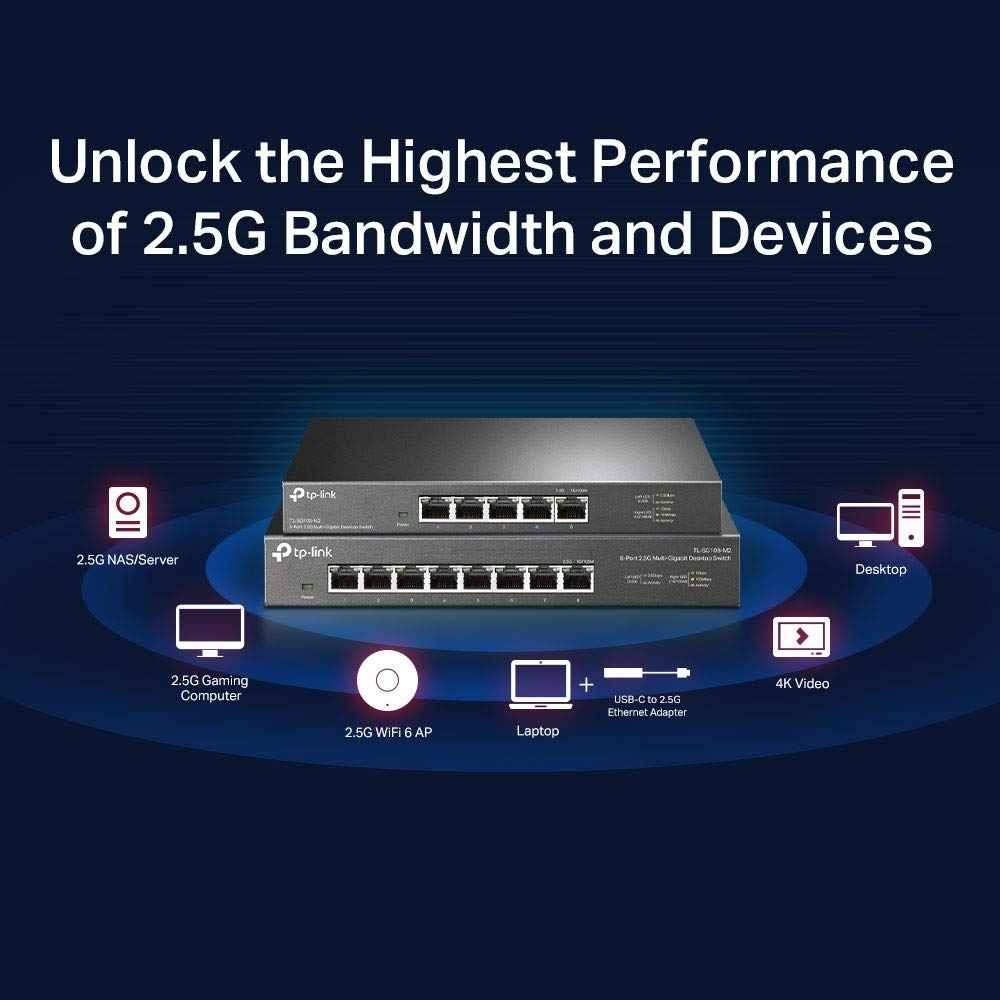 TP-Link TL-SG105-M2 | 5 Port Multi-Gigabit Unmanaged Network Switch, Ethernet Splitter | 2.5G Bandwidth | Plug & Play | Desktop/Wall-Mount | Fanless Metal Design 🍁 All In One Marketplace Canada