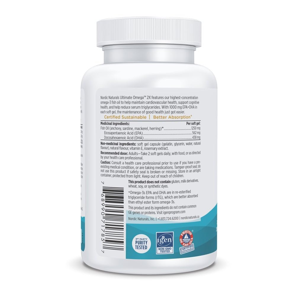 Nordic Naturals Ultimate Omega 2X - Extra Omega-3s Support Heart, Brain Health, 60 Count 🍁 All In One Marketplace Canada