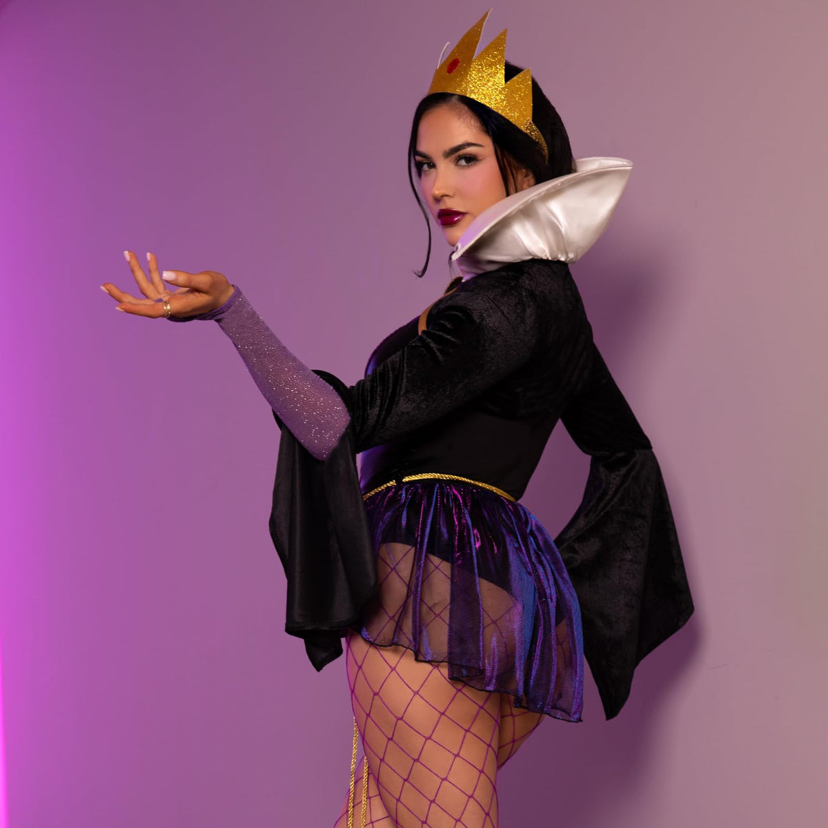 Leg Avenue Womens 4 Pc Poison Apple Queen Halloween Costume for Women, Black/Purple, X-Small