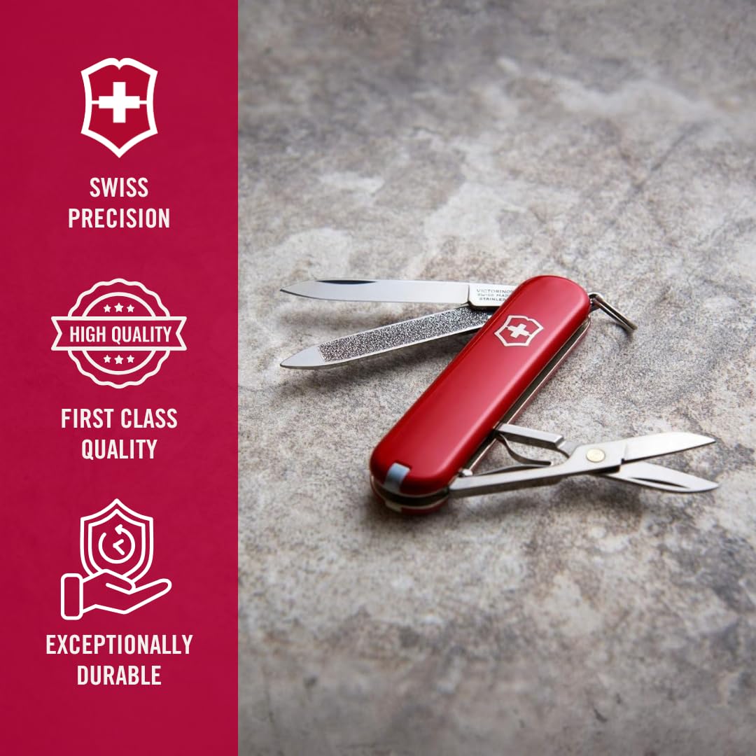 Victorinox Classic SD Swiss Army Knife, Compact, 7 Functions, Swiss Made Pocket Knife with Small Blade, Screwdriver and Key Ring - Style Icon (Red) 🍁 All In One Marketplace Canada
