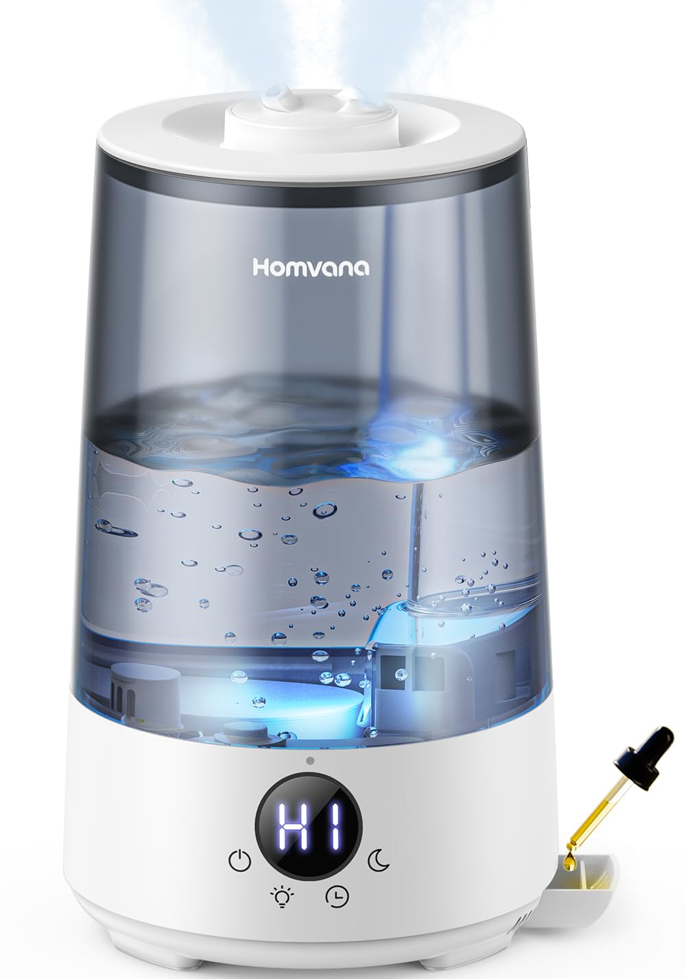 Homvana Humidifiers for Bedroom Home, 3.6 L Cool Mist Top-Fill 34H Super Long Time, Quiet 16dB, Baby Humidifier, Oil Diffuser Large, Plants, Nursery, Office BPA FREE, 7 Color Light (Grey) 🍁 All In One Marketplace Canada