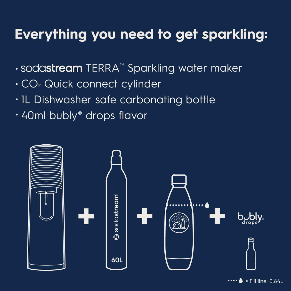 SodaStream Terra Sparkling Water Maker with CO2 Cylinder, 1L Dishwasher Safe Bottle & Bubly Drink (Black) 🍁 All In One Marketplace Canada