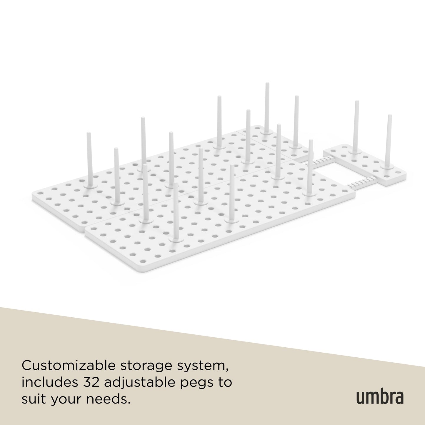 Umbra Peggy Kitchen Drawer Cupboard Organizer Tray - Adjustable Storage System For Food Containers, Cookware, Serveware, Utensils and More, White 🍁 All In One Marketplace Canada