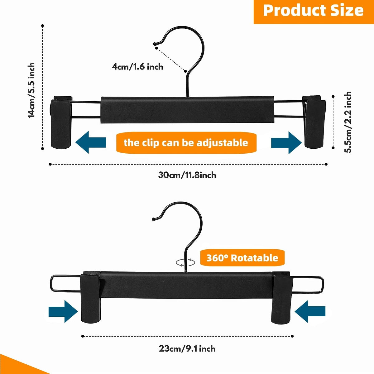 Lamitocs Pants Hangers with Clips, Skirt Hangers, 360 ° Swivel Hooks Space Saving Hangers for Pants, Skirts, Clothes, Jeans (10Pack,Black) 🍁 All In One Marketplace Canada