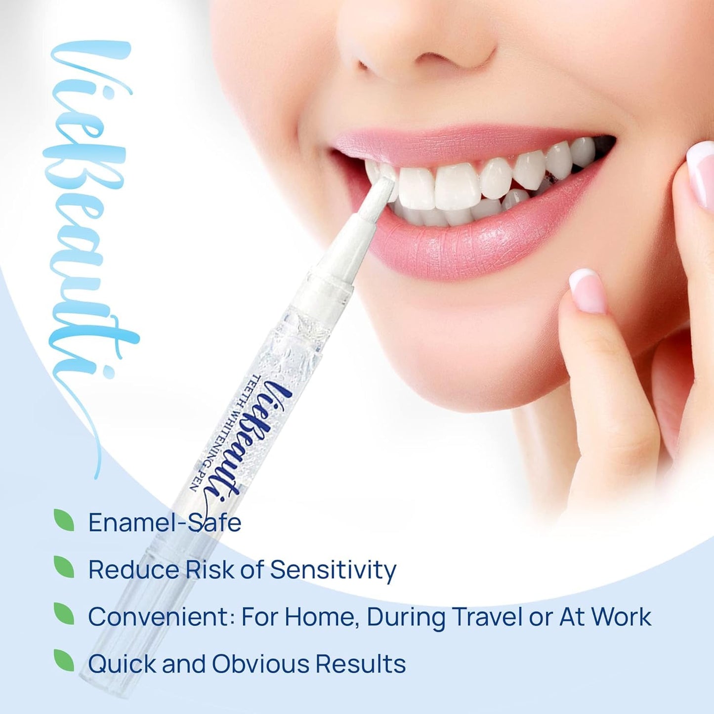VieBeauti Teeth Whitening Pen Gel: 30+ Uses - Teeth whitening Gel with Professional Formulation and Ingredients, No Sensitivity, Travel-Friendly, Beautiful White Smile Mint 🍁 All In One Marketplace Canada