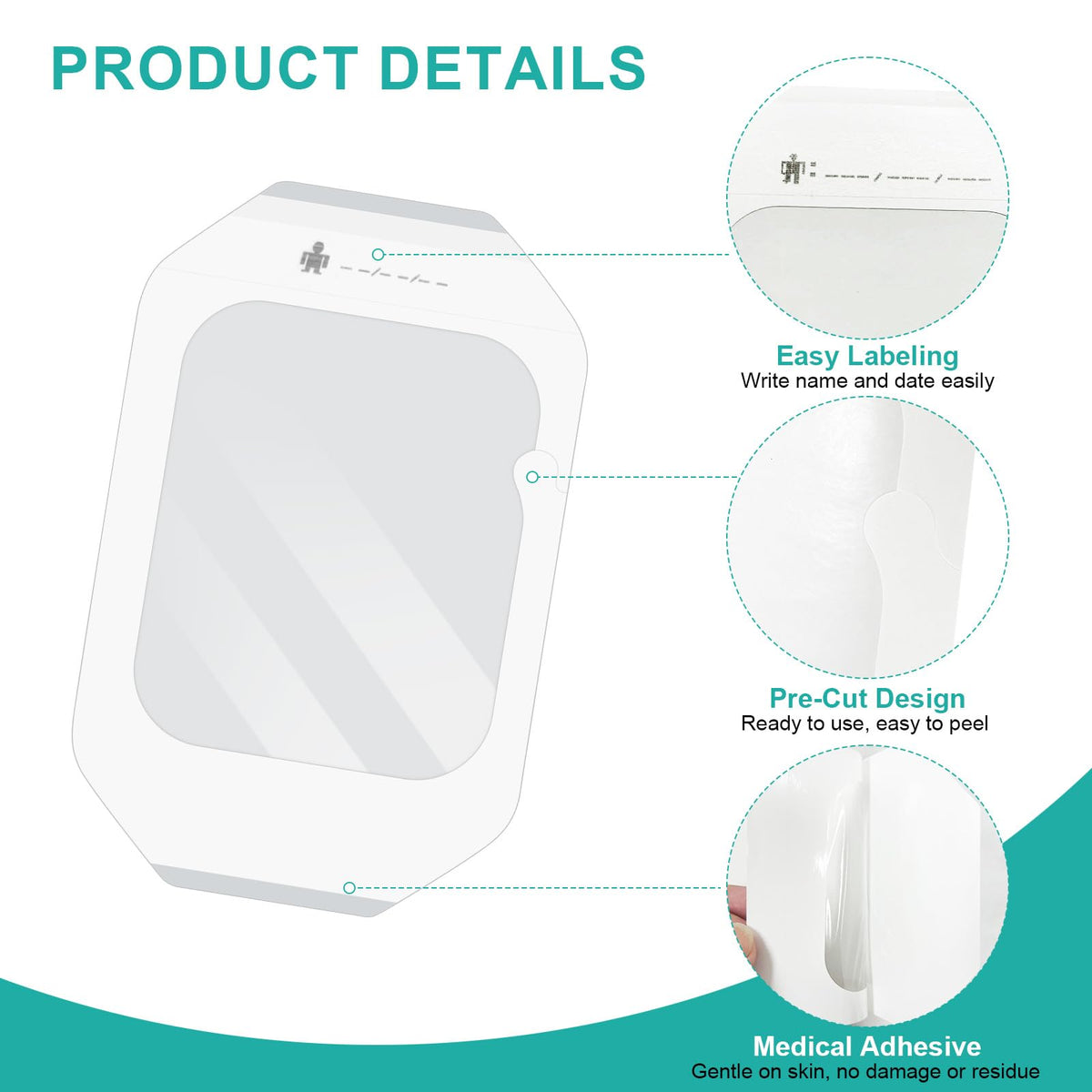Transparent Film Dressing, 4" x 4.75" (30 Pack), Waterproof Clear Adhesive Bandages for Wound Care, IV Shield & Tattoo Aftercare 🍁 All In One Marketplace Canada