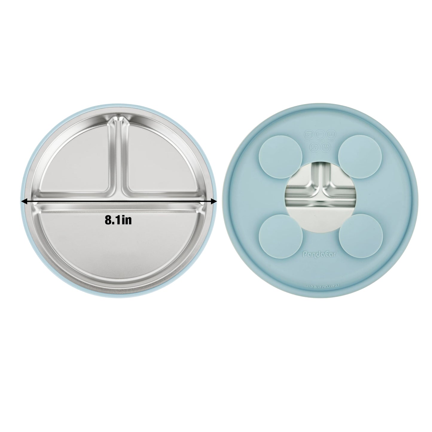 PandaEar 3 Pack Stainless Steel Baby Plates with Suction, Divided Toddler Plate for Baby Led Weaning Supplies, Non-Slip Suction Plates Baby Feeding Set, Dishwasher Safe (Blue/Green/Brown) 🍁 All In One Marketplace Canada