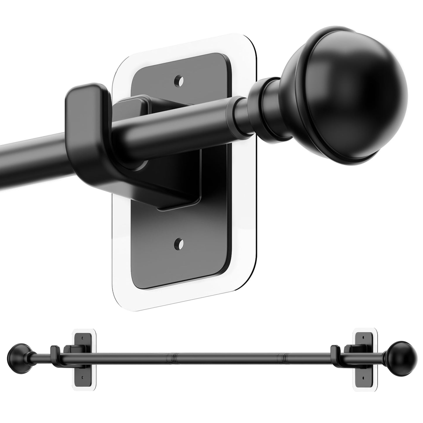 upsimples No Drill Curtain Rods for Window 28 to 48 Inches, 5/8 Inch Diameter Renter Friendly Drapery Rod with Adhesive Brackets without Drilling, Adjustable from 27 to 52 Inches, Black 🍁 All In One Marketplace Canada