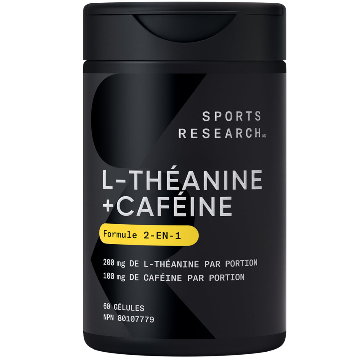 Sports Research® 2-in-1 L-Theanine Supplement with Caffeine & MCT Oil from Organic Coconuts - Focused Energy, Alertness & Relaxation Without Drowsiness - 200mg L Theanine, 100mg Caffeine - 60 Softgels 🍁 All In One Marketplace Canada