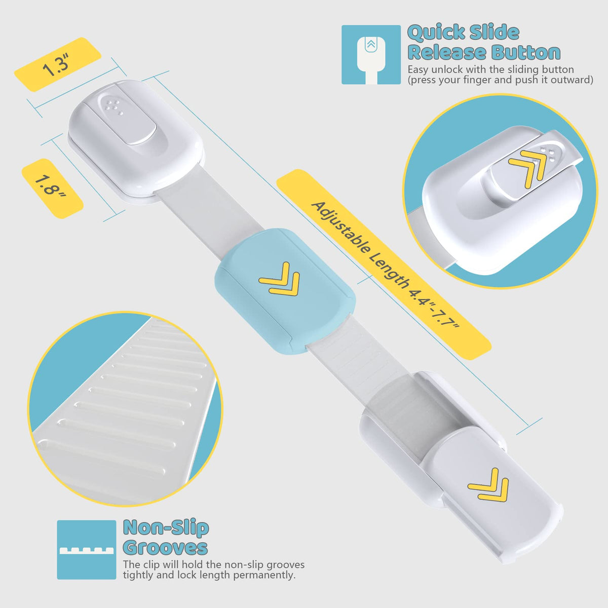 4our Kiddies 14 Pack Baby Proof Cabinet Latches, Childproof Drawer Latches with 12 Extra 3M Adhesives, Adjustable No Drilling Child Safety Cabinet Strap Locks, Baby Drawer Locks for Kids Baby Safety 🍁 All In One Marketplace Canada