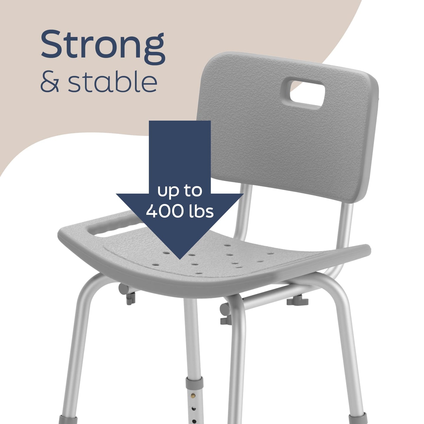 Medline Bath Chair with Back, Shower Chair has Height Adjustable Legs, Tool-Free Assembly, Shower Seat with Suction Cup Feet, Gray 🍁 All In One Marketplace Canada