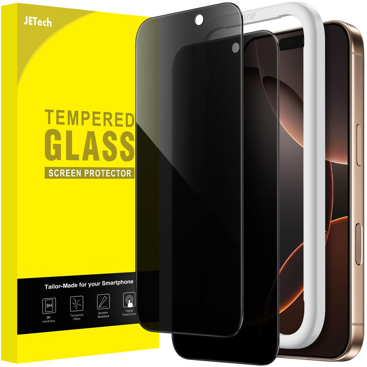 JETech Privacy Screen Protector for iPhone 16 Pro Max 6.9-Inch, Anti-Spy Tempered Glass Film with Easy Installation Tool, 2-Pack 🍁 All In One Marketplace Canada