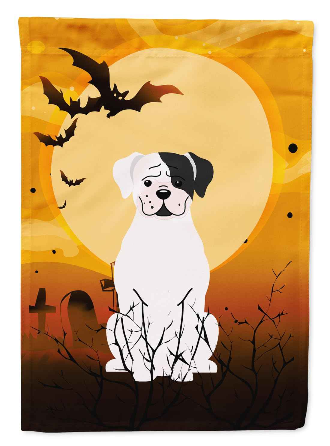 Caroline's Treasures BB4380GF Halloween White Boxer Cooper Flag Garden Size, Small, Multicolor