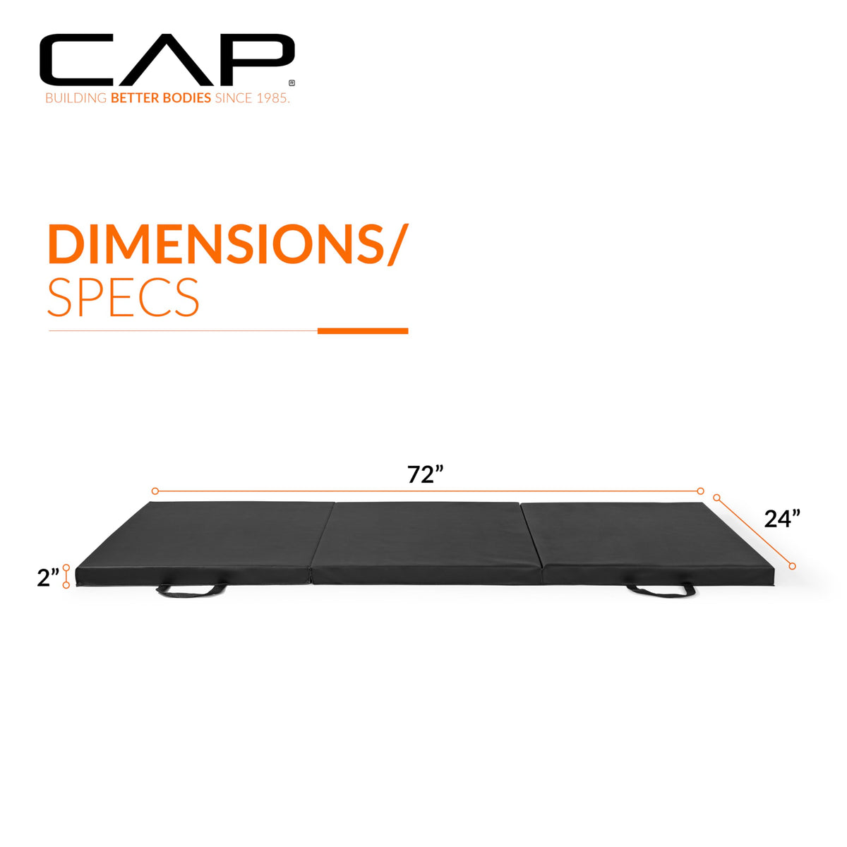 CAP Barbell Folding Exercise Mat – Durable, Anti-Tear, Thick Padding for Fitness, Aerobics, Gymnastics & Home Workouts. 72"L x 24"W x 2"Thick. BLACK 🍁 All In One Marketplace Canada