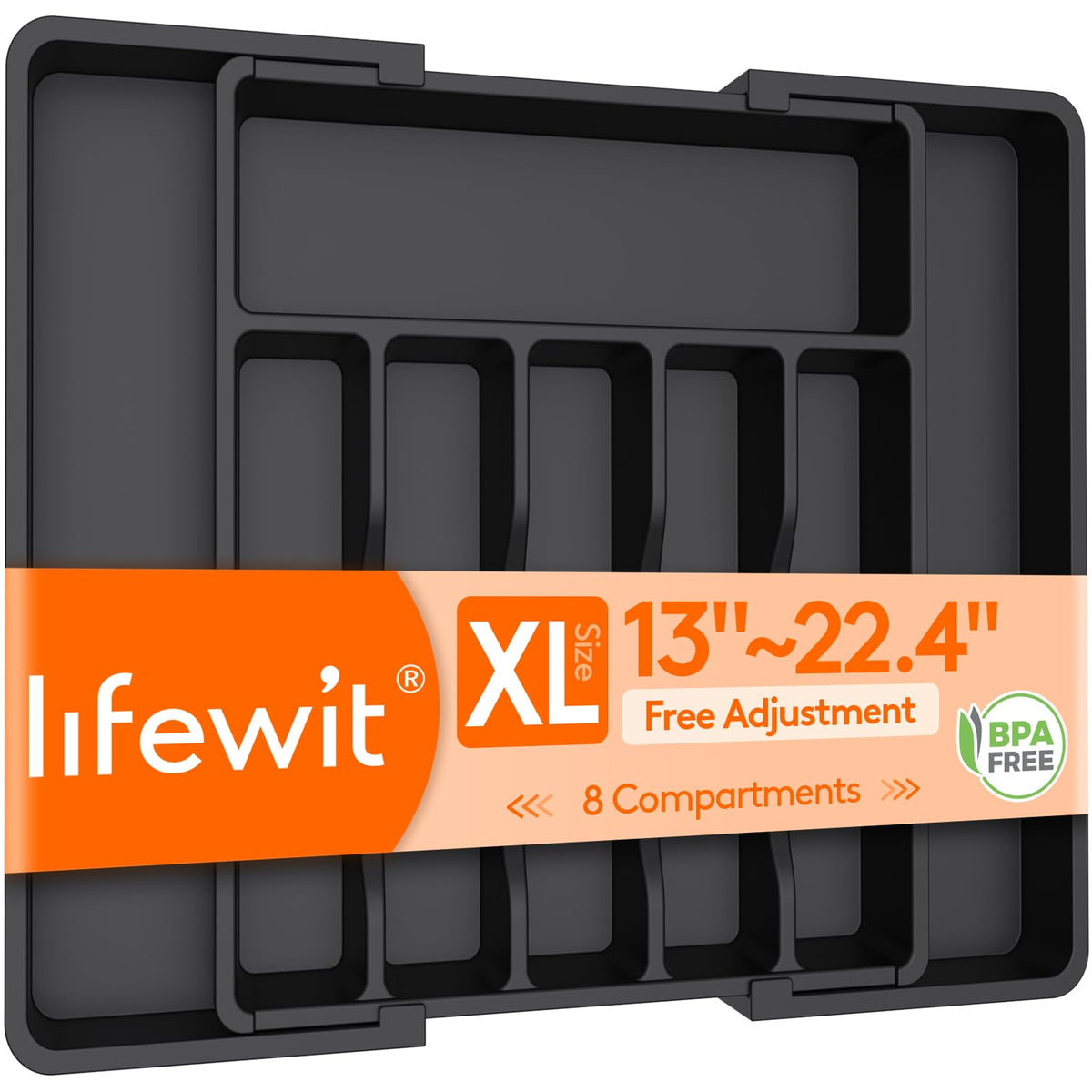 Lifewit Extra Large Cutlery Organizer, Expandable Silverware Drawer Organizer for Kitchen, Adjustable Cutlery Tray Drawer Organizer for Spoon Forks Knives, Cutlery Crocks, 13-22 x 15", Black 🍁 All In One Marketplace Canada