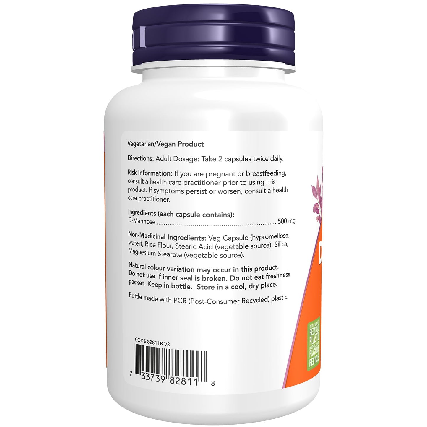 NOW D-Mannose 500mg 120vcap 120 count 🍁 All In One Marketplace Canada