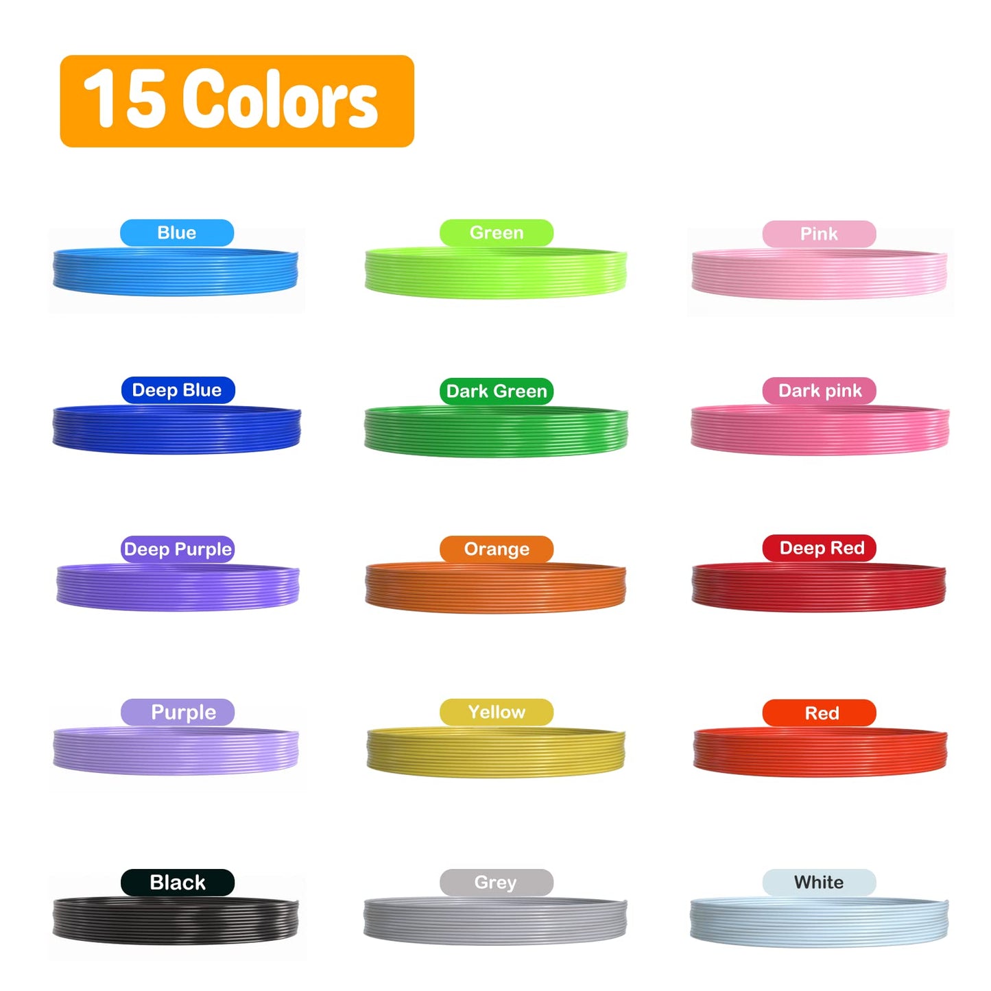 3D Pen Filament Refills 15 Colors, Each Color 16 Feet Total 240 Feet, 1.75 mm Pla Filament Comes with 2 Finger Caps & Copybook,3D Printing Pen Filament Refills Compatible with Mynt3d,scrib3d 3D Pen 🍁 All In One Marketplace Canada