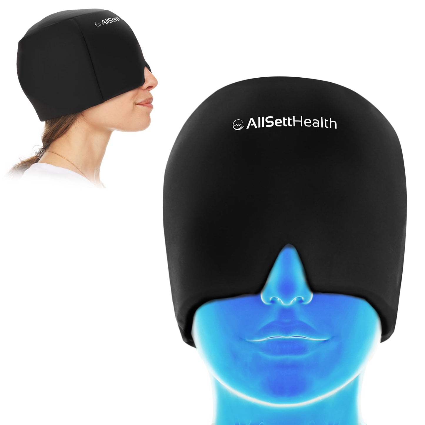 AllSett Health Headache Migraine Relief Cap - Cold Headache Hat for Migraine | Patented Headache Mask & Migraine Hat -Hot and Cold Therapy Cap for Puffy Eyes, Tension, Sinus and Stress Relief 🍁 All In One Marketplace Canada