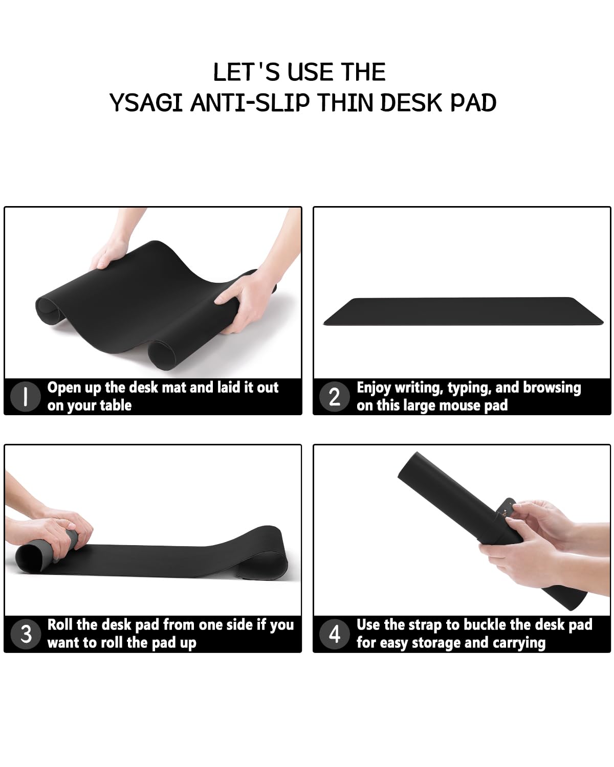 Non-Slip Desk Pad,Mouse Pad,Waterproof PVC Leather Desk Table Protector,Ultra Thin Large Desk Blotter, Easy Clean Laptop Desk Writing Mat for Office Work/Home/Decor(Black, 31.5" x 15.7") 🍁 All In One Marketplace Canada