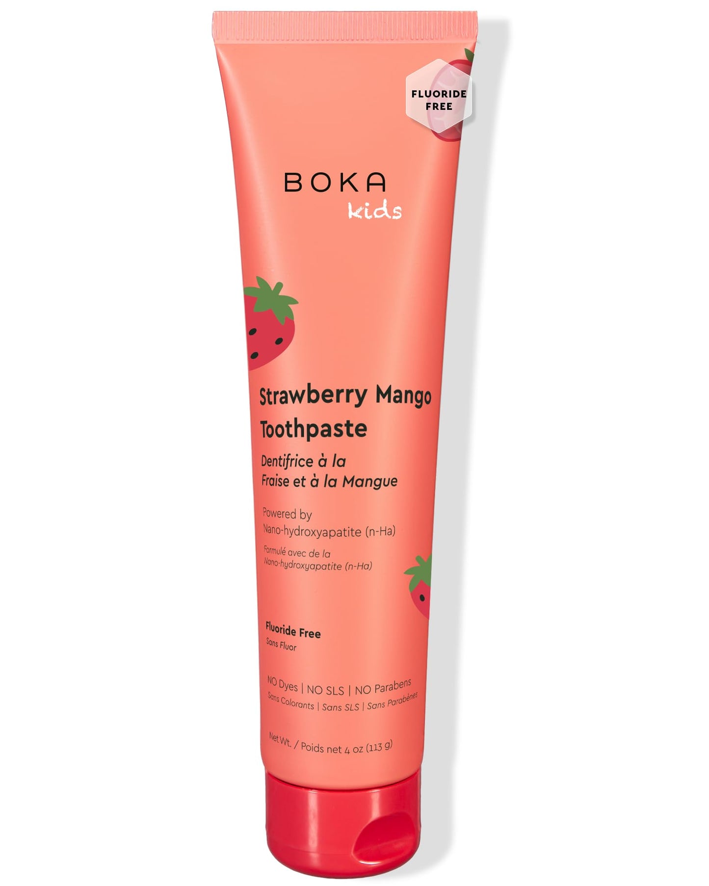 Boka Fluoride Free Toothpaste, Nano Hydroxyapatite, Training Toothpaste - Strawberry Mango Flavor, 4 Fl Oz (113g) 1Pk 🍁 All In One Marketplace Canada