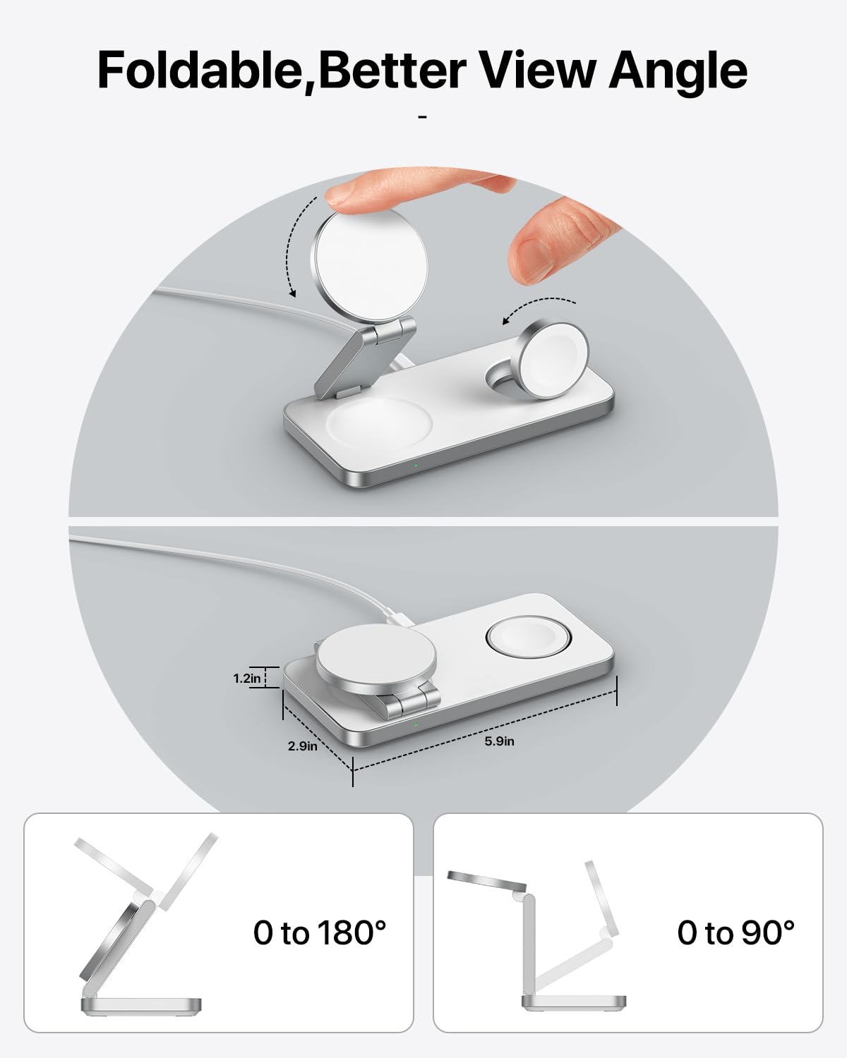 EXW Foldable 3 in 1 Wireless Charging Station for iPhone and Apple Watch,Compatible with Magsafe Charger Stand,Travel Bedside Fast Wireless Charger for iPhone 17e 17 Air 16 15 14 13 12 Series, Airpods 🍁 All In One Marketplace Canada
