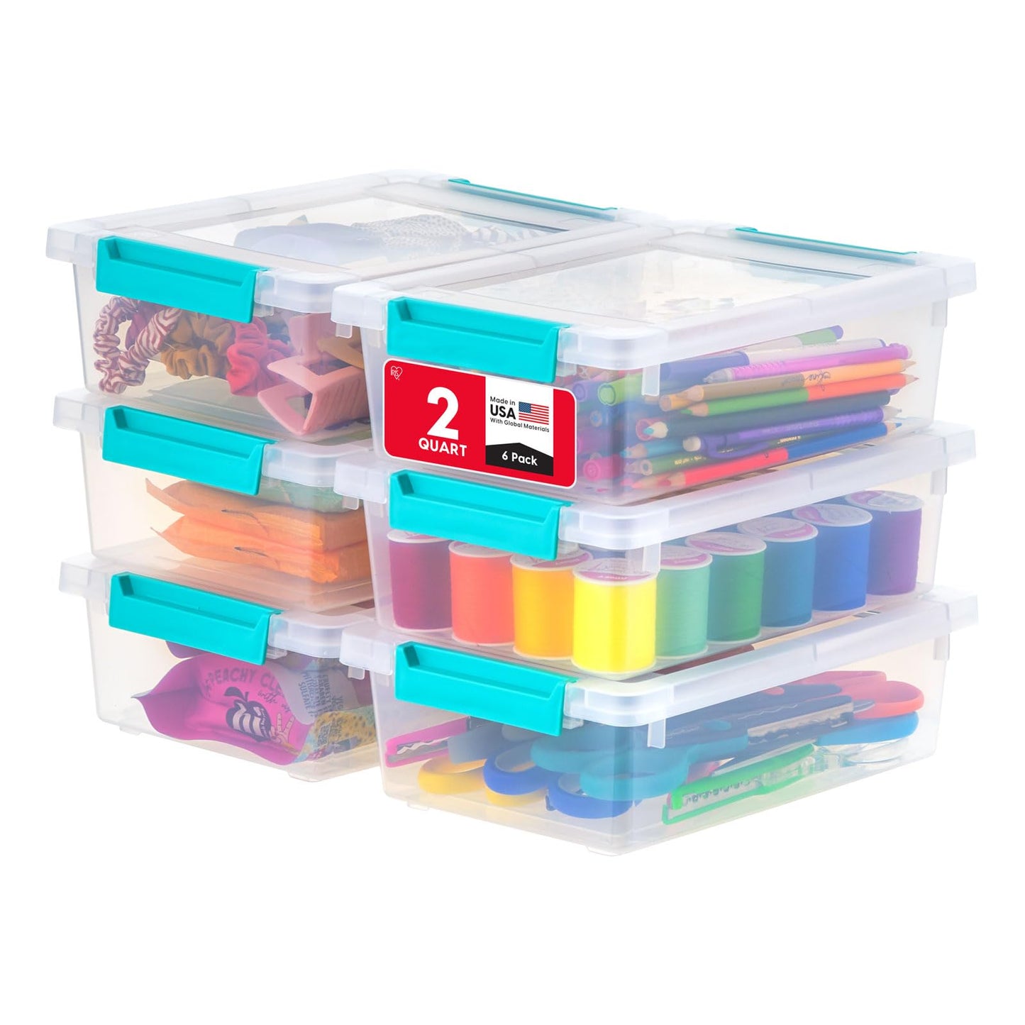 IRIS USA Storage Bins with Lids |Made in USA| 2 Qt - (6-Pack) - Clear 🍁 All In One Marketplace Canada