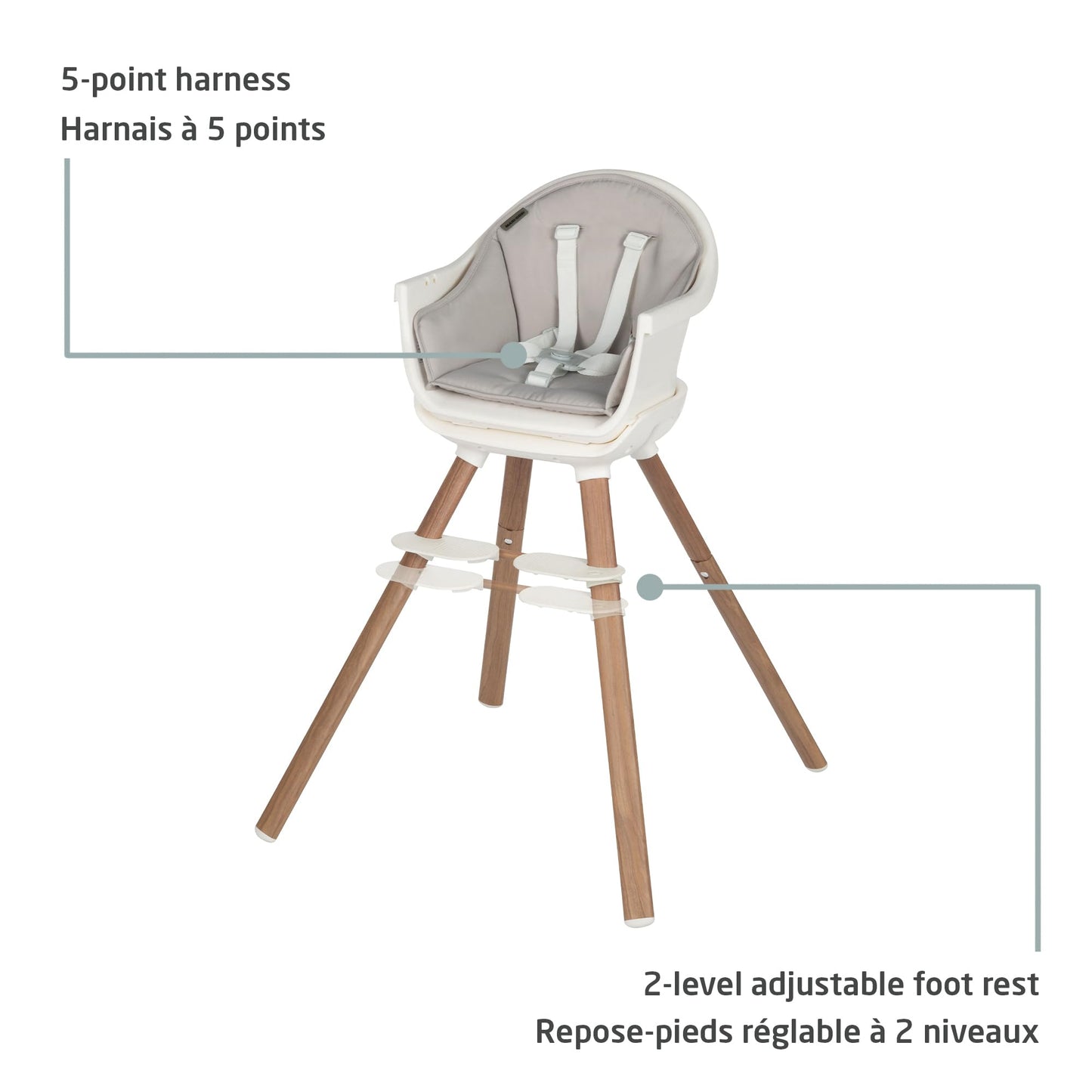 Maxi-Cosi Moa 8-in-1 High Chair, removable kitchen booster, converts to stool, table and chair, easy to clean, Horizon Sand 🍁 All In One Marketplace Canada