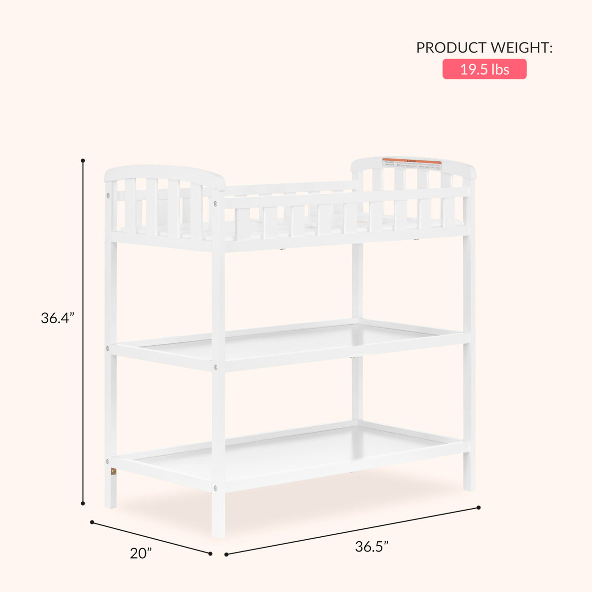 Dream On Me Emily Changing Table In White, Comes With 1" Changing Pad, Features Two Shelves, Portable Changing Station, Made Of Sustainable New Zealand Pinewood 🍁 All In One Marketplace Canada