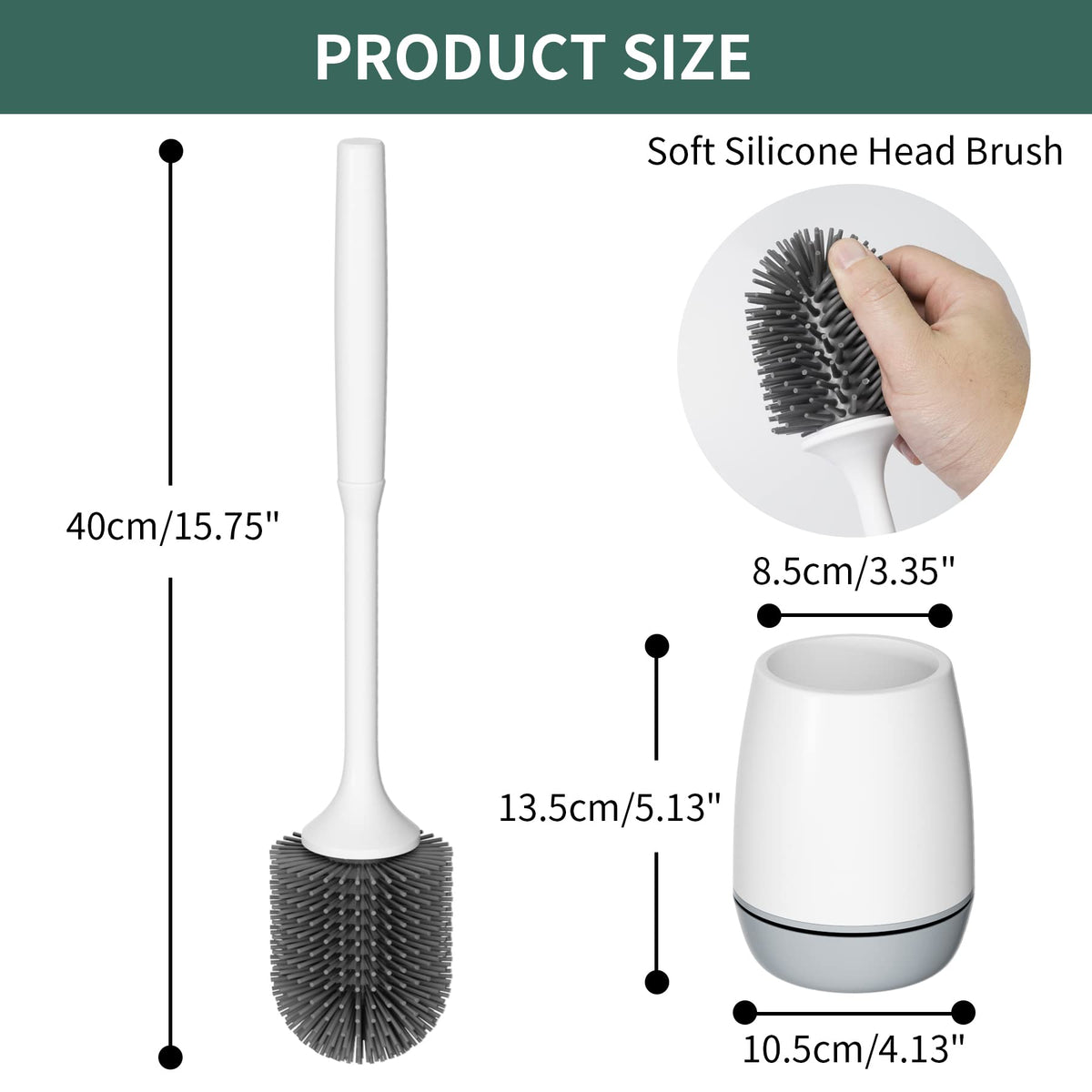Hibbent Toilet Brush with Ventilated Drying Holder, Silicone Toilet Bowl Brush Bathroom Cleaning Bowl Brush Kit Sturdy Cleaning Toilet Brush, Floor Standing & Wall Mounted Without Drilling 🍁 All In One Marketplace Canada