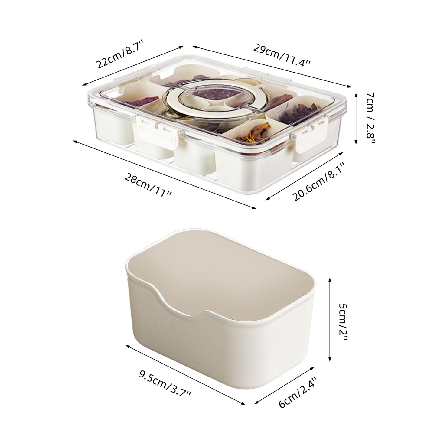 Pure Future 2-Pack Snackle Box Containers with Handles - Divided Serving Tray with Lids, 8 Compartments Charcuterie Box for Travel, Movie Nights & Parties (Hand Wash Only) 🍁 All In One Marketplace Canada