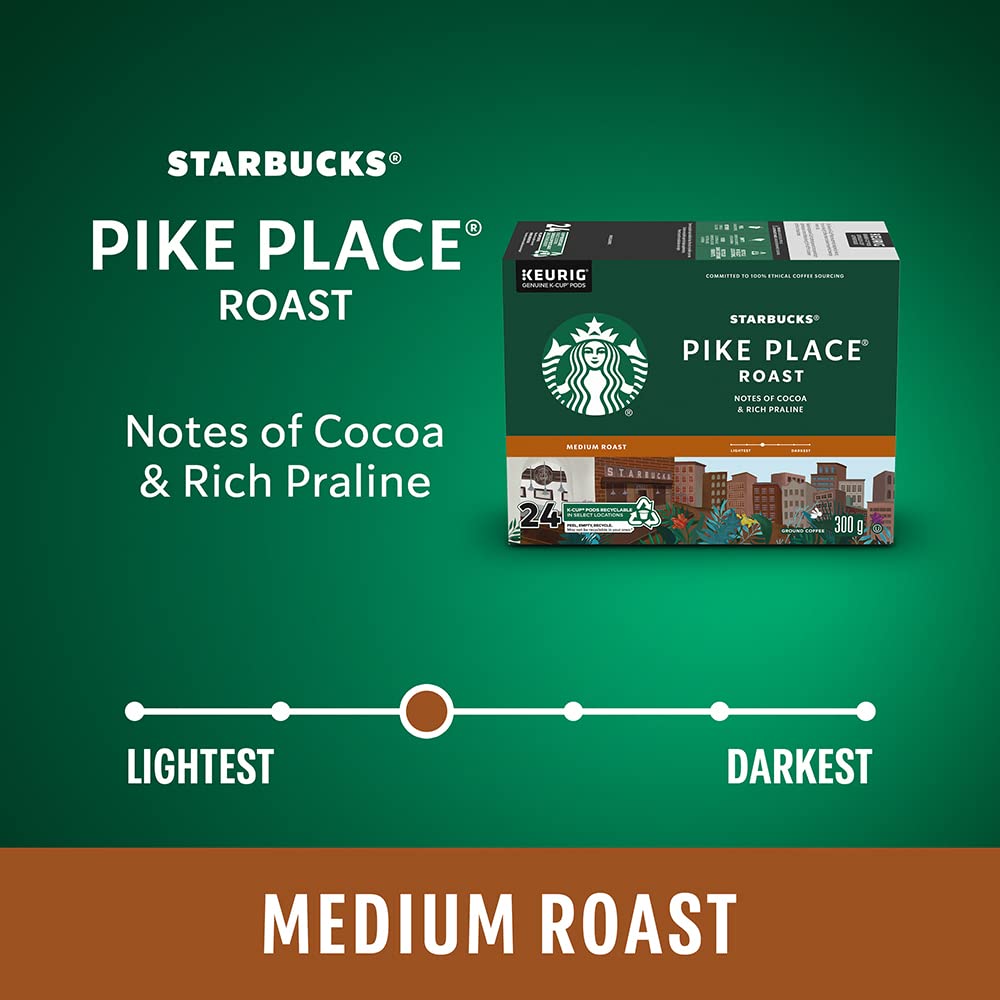 Starbucks Pike Place Medium Roast K-Cups, Single Serve Keurig Compatible Coffee Pods for Keurig Brewers - 24 Capsules 🍁 All In One Marketplace Canada