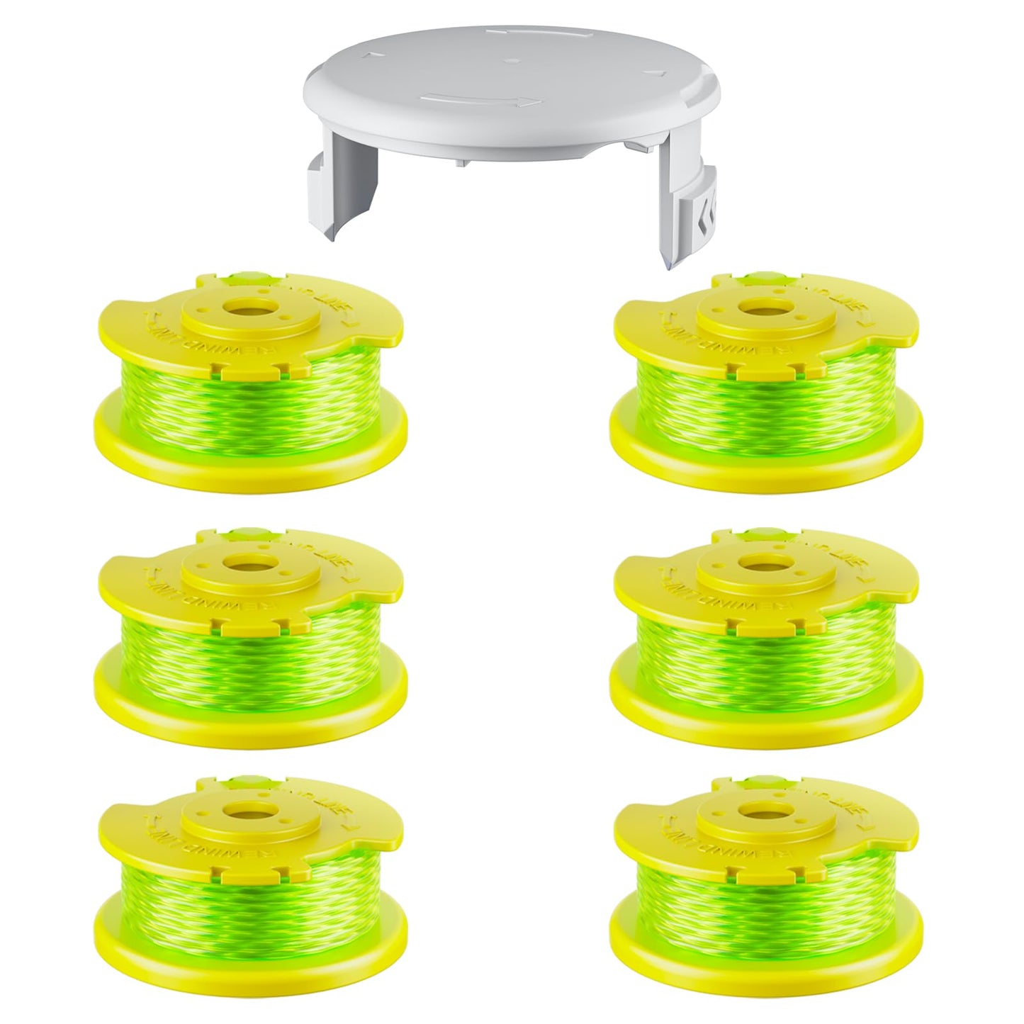 7 Pcs AC80RL3 Replacement Trimmer String for Ryobi One Plus+,0.080" Diameter String Trimmer Refll and AC14HCA Cover Cap Compatible with Ryobi 18v,24v,and 40v Cordless Trimmers(6 Spools+1 Cap) 🍁 All In One Marketplace Canada