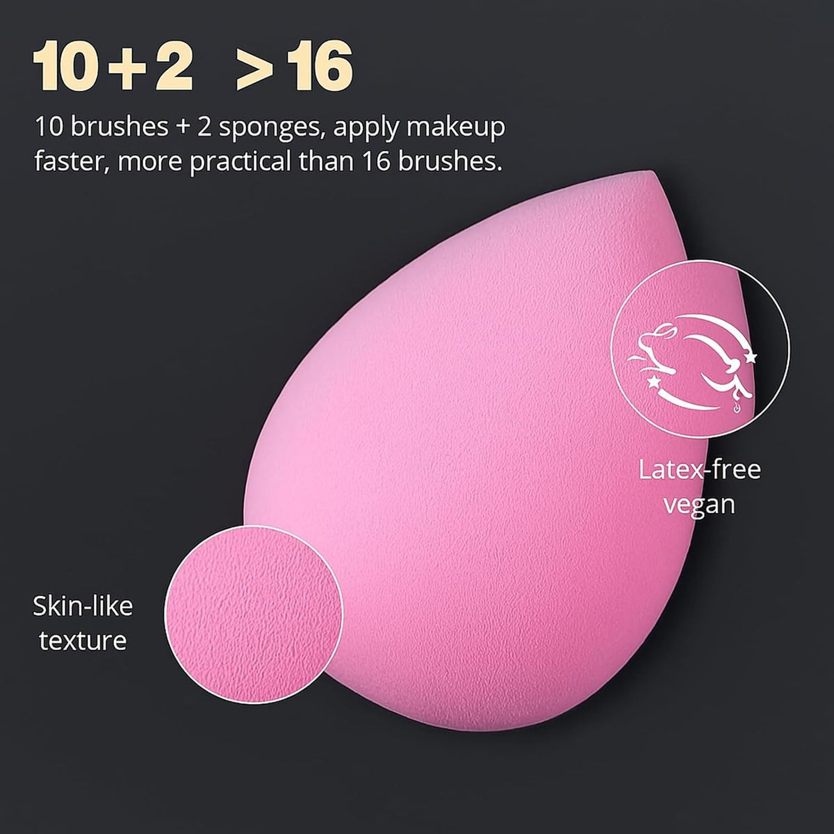 BEAKEY Makeup Brush Set Professional for Eye and Face, Foundation Blending, Eyeshadow, Concealer, Eye Shadow with 2 Blender Sponge, Paper Case 🍁 All In One Marketplace Canada