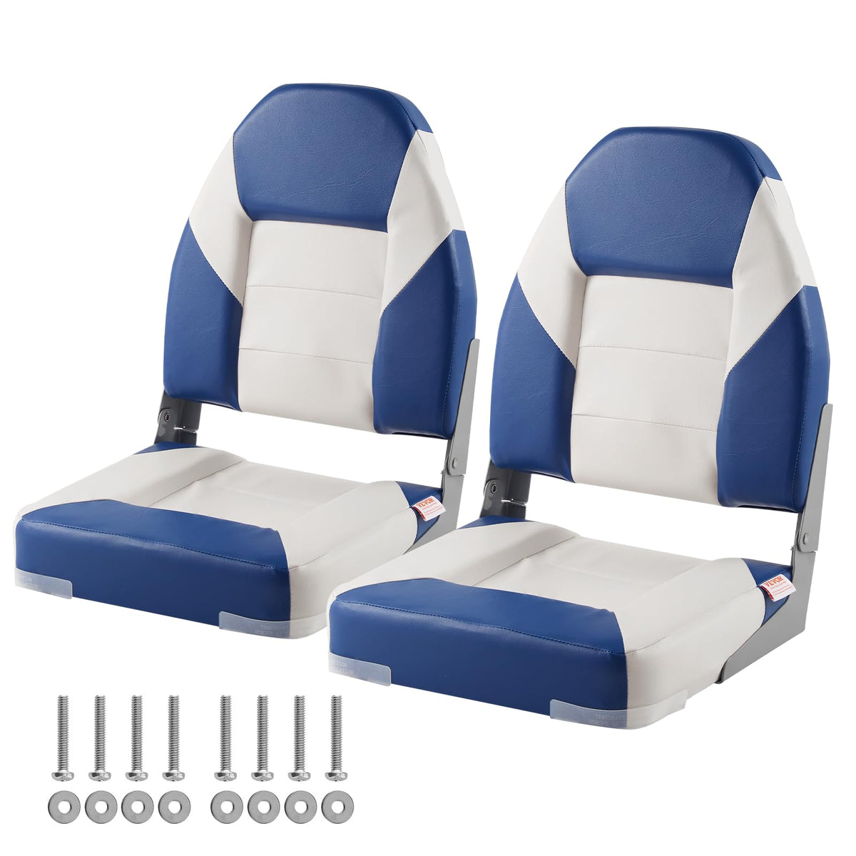 VEVOR High Back Boat Seats, 21.85" Folding Chair with Thickened Sponge Padding and Hinge, Fold-Down Captain Chairs for Fishing, Sightseeing, Speedboat, Canoe, 2-Pack 🍁 All In One Marketplace Canada