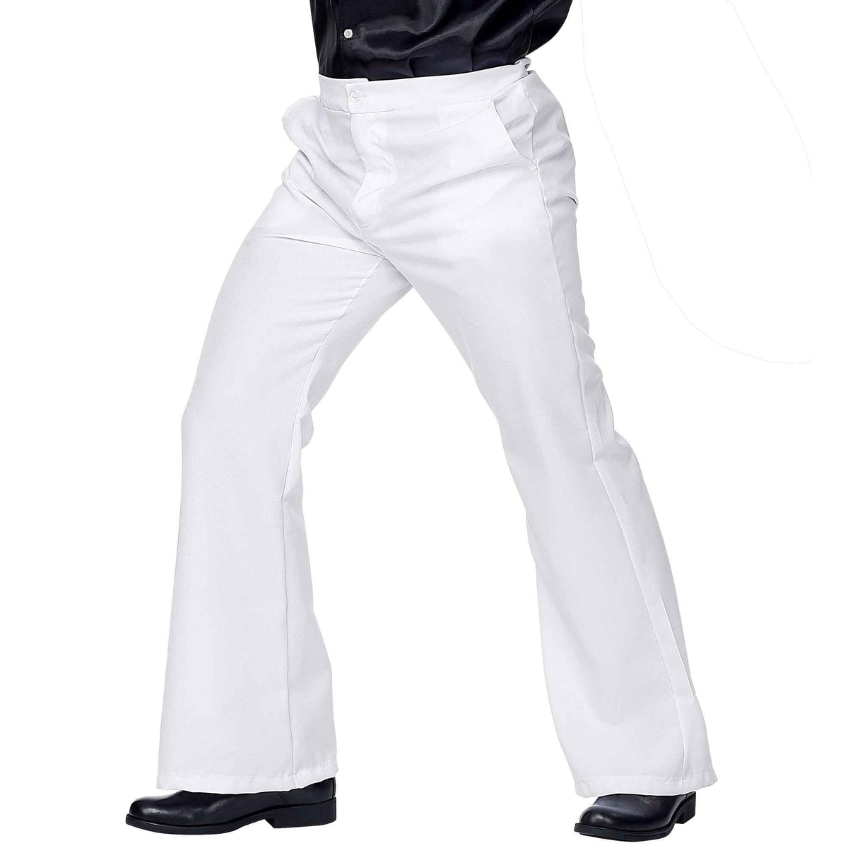 Widmann 70s Groovy Style Retro Flared Trousers Fancy Dress, Adult Unisex, Wide-Leg Disco Cut Comfortable Fabric, Suitable for Halloween, Carnival and Themed Events and Celebrations - White - L/XL