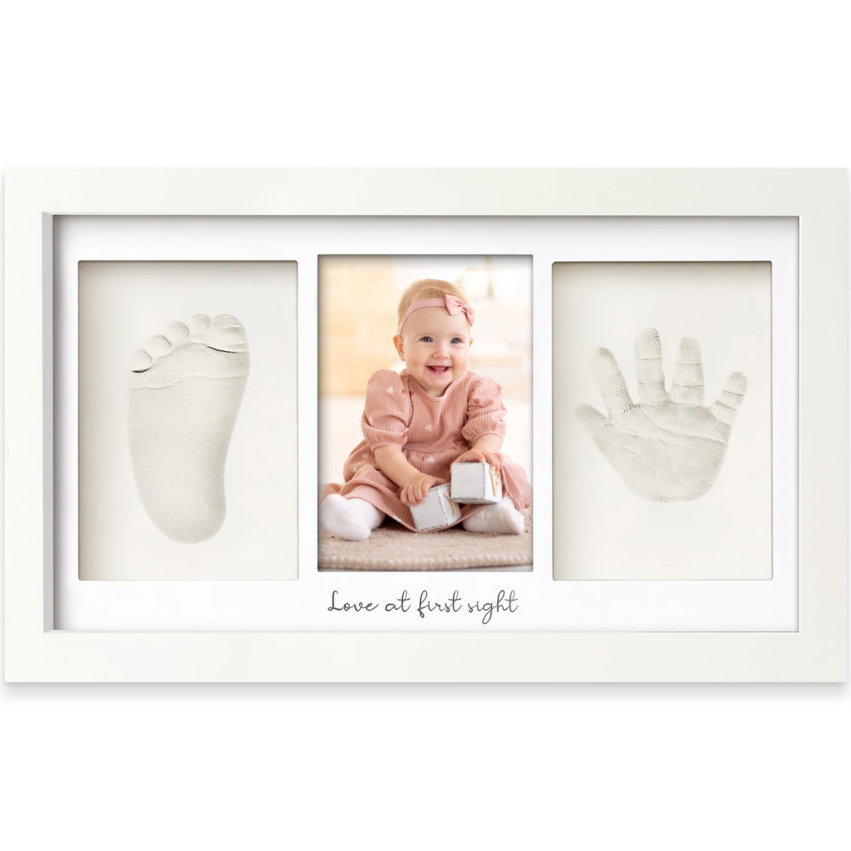 Baby Hand and Footprint Kit - Clay Handprint Keepsake Frame, Newborn Nursery Picture Frame, Personalized New Mom Gifts for Baby Shower & Registry (Alpine White) 🍁 All In One Marketplace Canada