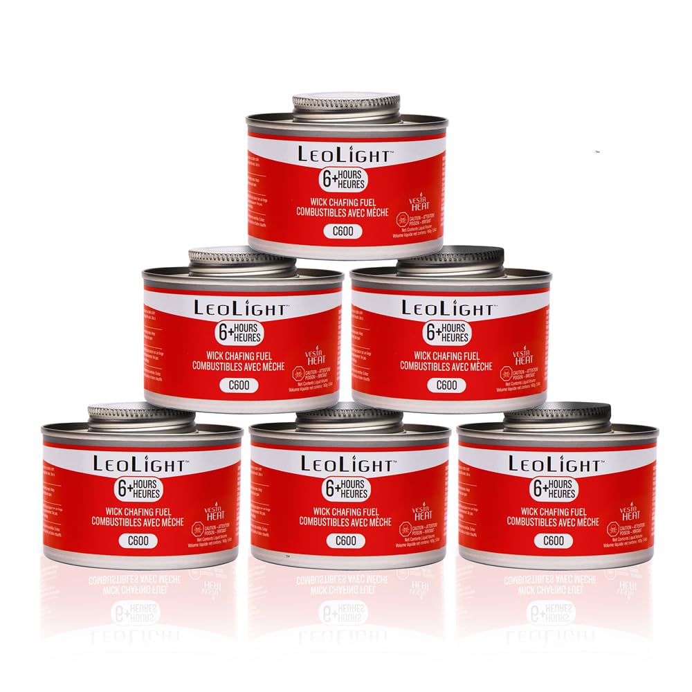 6 Pack Chafing Fuel 6 Hour Burn – Odorless, Smokeless & Spill-Proof Wick, 7.8oz Food Warmer Fuel for Chafing Dish Buffet Set & Catering Use, LeoLight 🍁 All In One Marketplace Canada