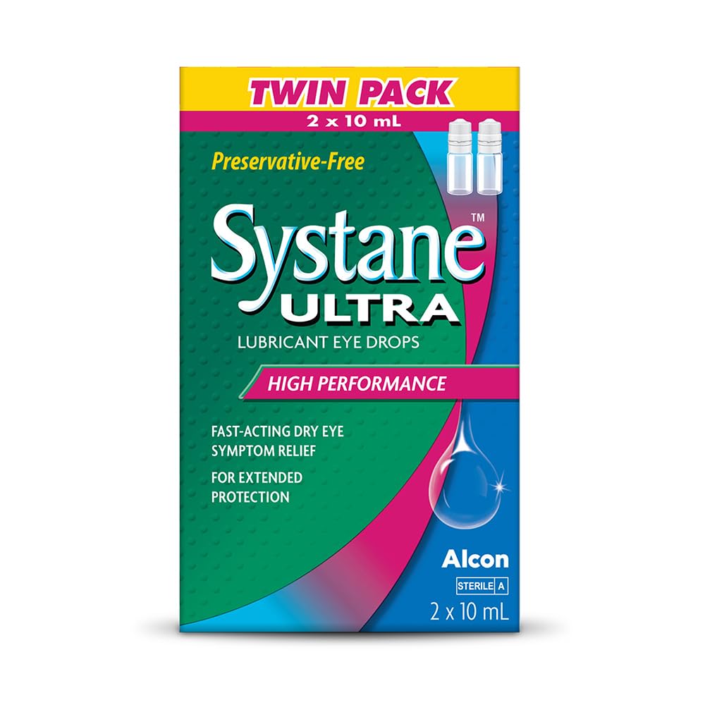 Systane Ultra Preservative Free Lubricant Eye Drops for Dry Eyes, Fast Acting Dry Eye Relief - 2 x 10ml 🍁 All In One Marketplace Canada