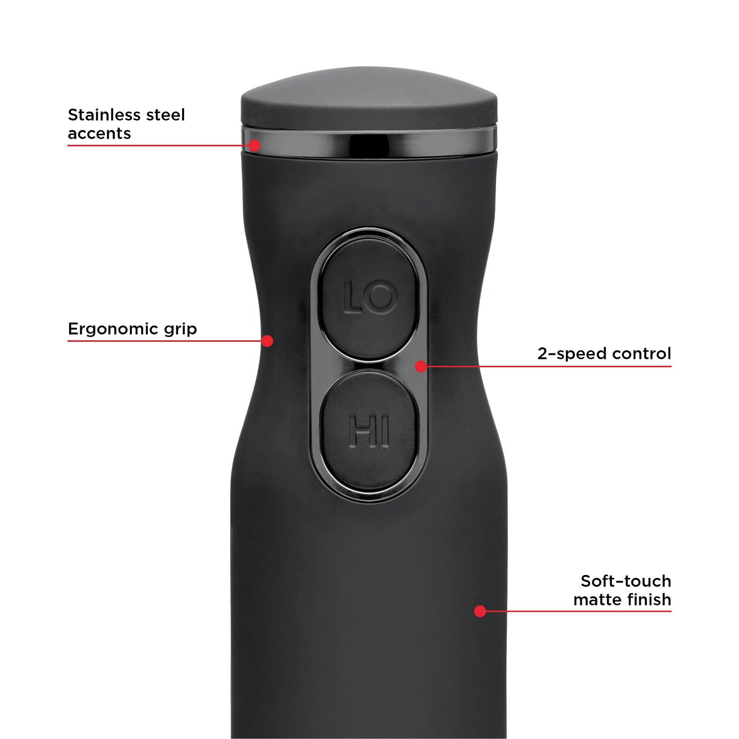 Chefman Immersion Blender, 300W Hand Blender with Stainless Steel Blades, Powerful Electric Ice Crushing 2-speed Control Handheld Food Mixer, Purées, Smoothies, Shakes, Sauces & Soups, Black 🍁 All In One Marketplace Canada